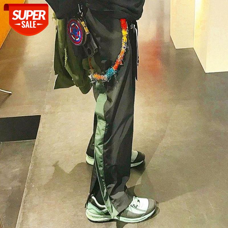 

kiko zipper button trousers three-dimensional cut straight casual loose #Wy41, Black