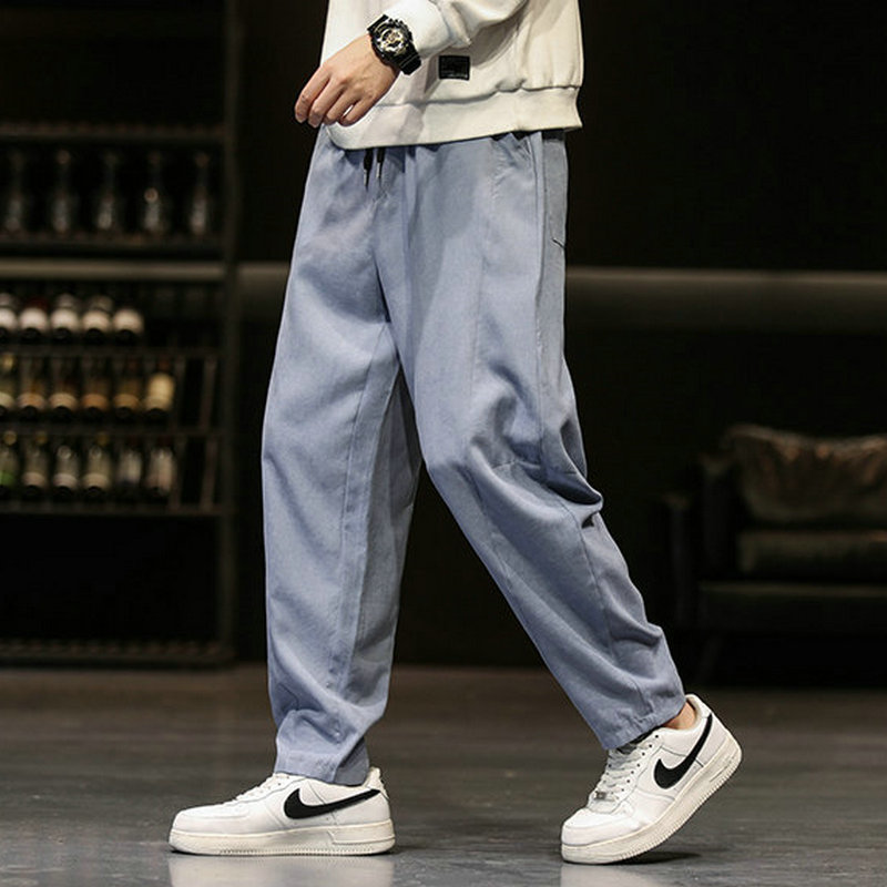 

2021 New Harem Casual Male Streetwear Hip Hop Down Straight Men's Pants Big S-5xl Dbag, Blue