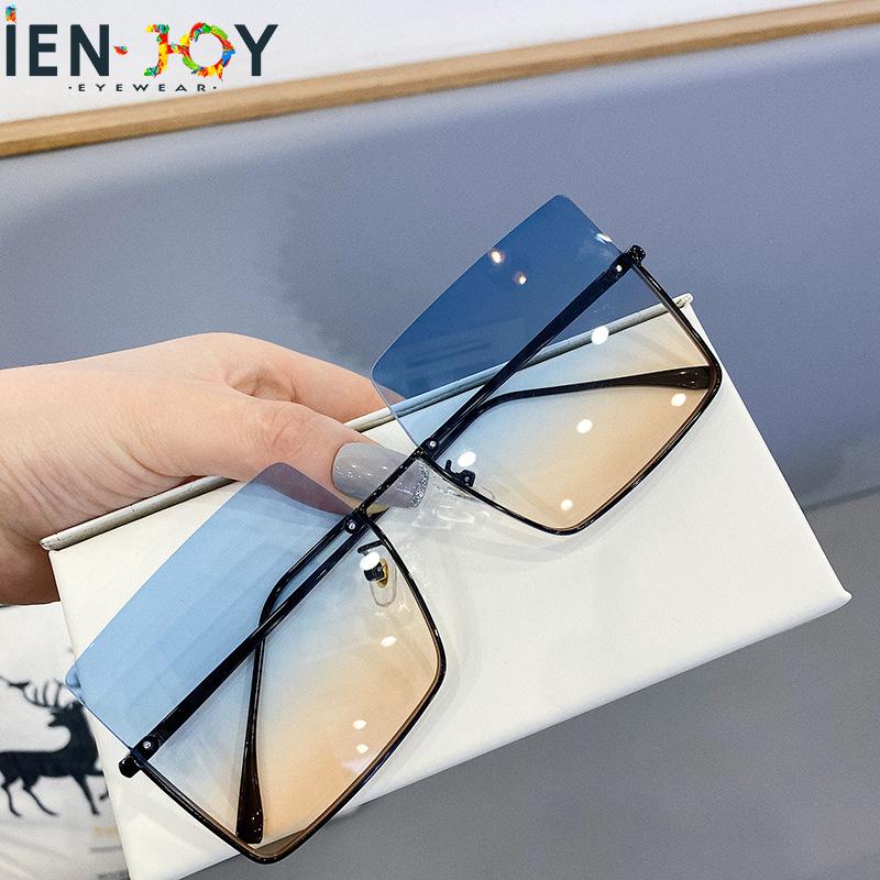 

Sunglasses IENJOY Fashion Metal Square Women Lady Oversize Half Frame Luxury Eyewear Feminino Sun Glasses