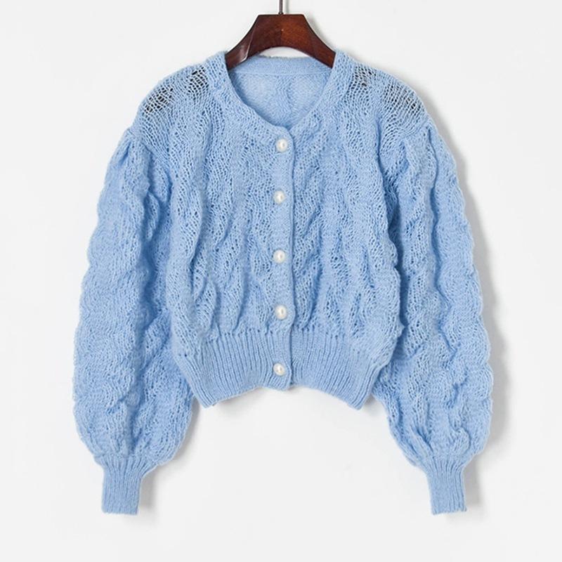 

Women' Knits & Tees Women Sweater Cardigans Lantern Sleeve Loose Knit Tops O-Neck Casual Streetwear Vintage Jersey 2021 Autumn Winter Fashi, Purple