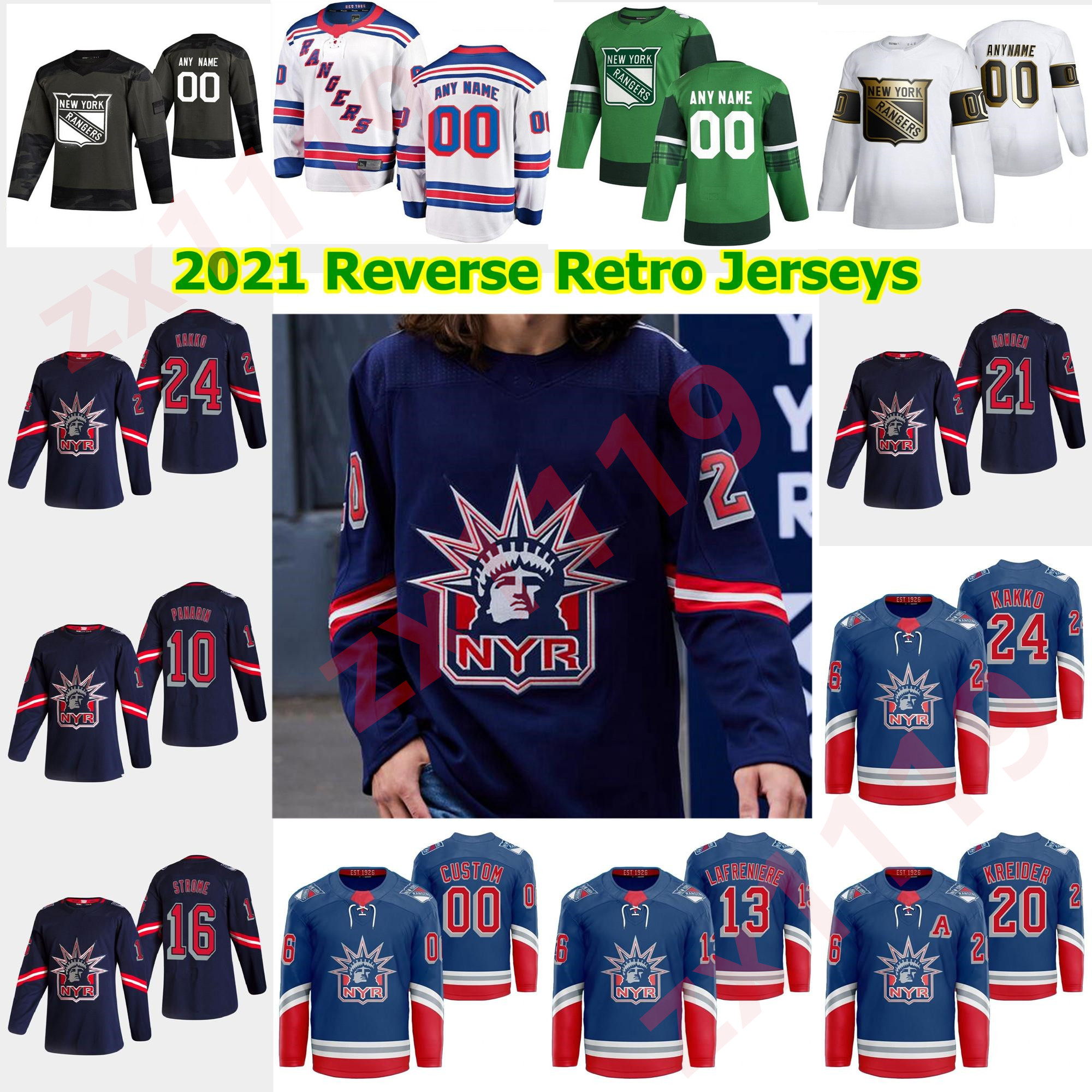 

New York Rangers 2021 Reverse Retro Hockey Jerseys 13 Alexis Lafrenière Jersey Artemi Panarin Henrik Lundqvist Mika Zibanejad Custom Stitche, As pic
