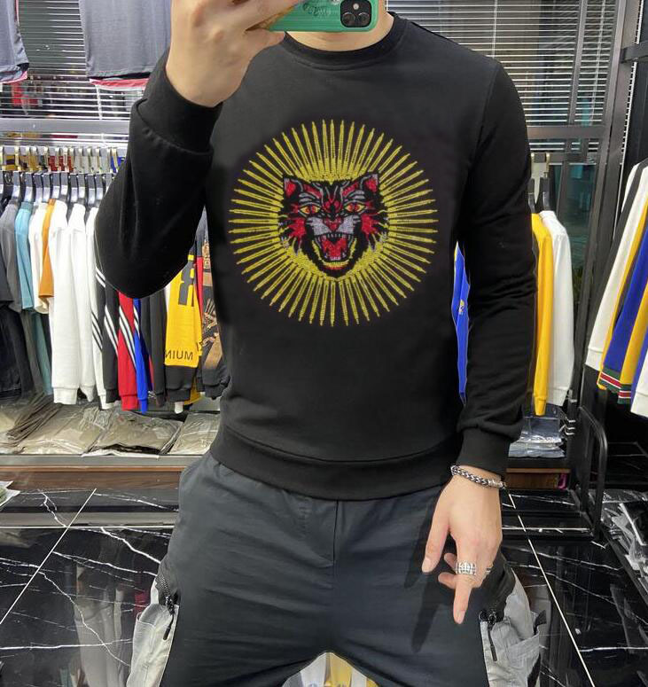 

2021 New Autumn Rhinestones Hoodiesfashion Casual for Men Clothing Sweatshirts 48dj, As shown