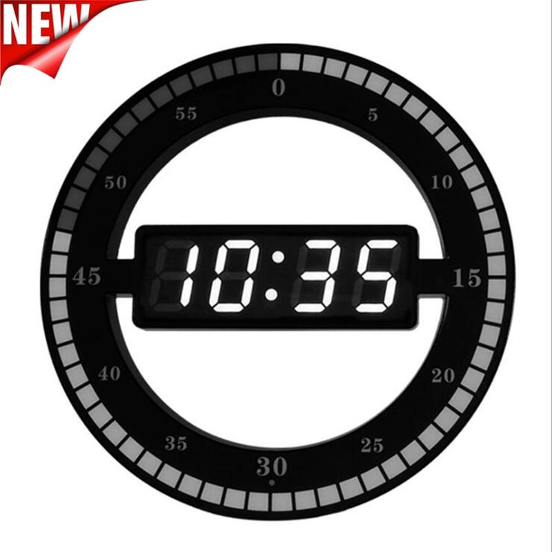 

3D LED Smart Digital Wall Clock Electronic Night Glow Round Wall Clocks Automatically Adjust Brightness Desktop Clock EU Plug