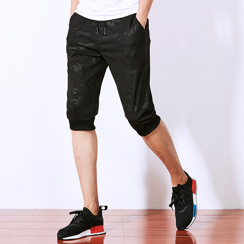 

2021 New Summer Men's Calf-length Length Baggy Streetwear Wear Camouflage Fitness Pants Train Ny Sweatpants 6187, Black