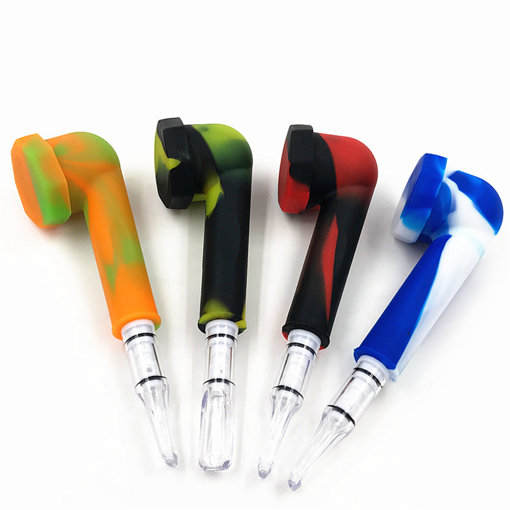 

Silicone Pipes Food Grade Seven Colors In OPP Bag With Cigarette Holder For Water Pipe Glass Bongs Portable and Security DHL Fast