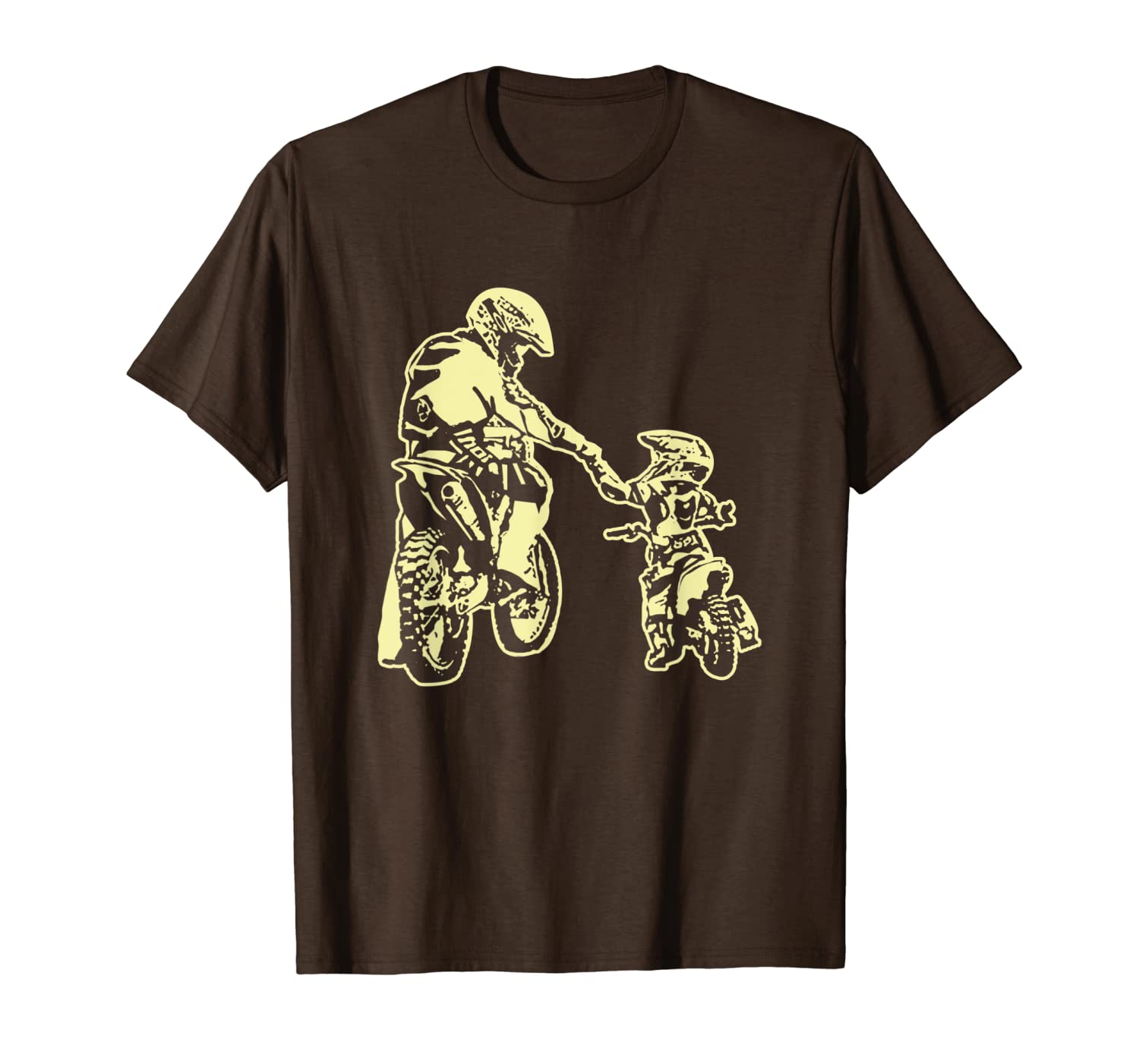 

father and son dirt bike racer dirt road racing motorbike t-shirt, White;black