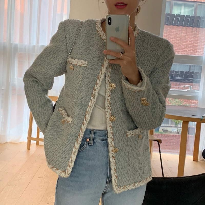 

Women's Jackets Jaqueta elegante coreana feminina, casaco de lã simples com botões, moda urbana SDON, 1# packing bag