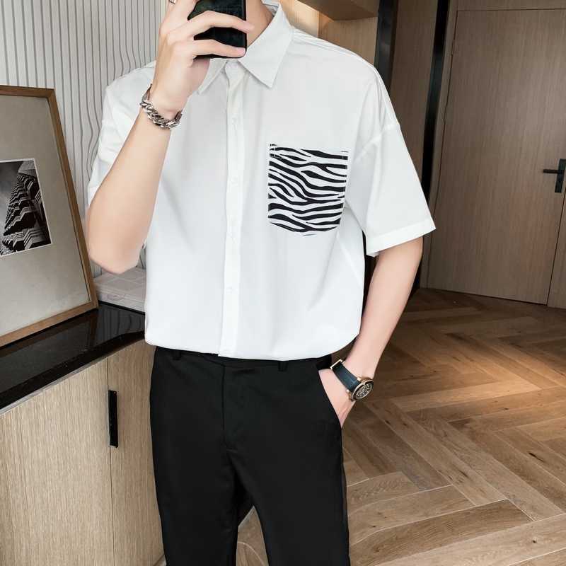 

Summer Oversized Button Up Shirt Men Short Sleeve Loose Casual Shirt Fashion Streetwear Chemise Homme Plus Size 5xl 210527, White