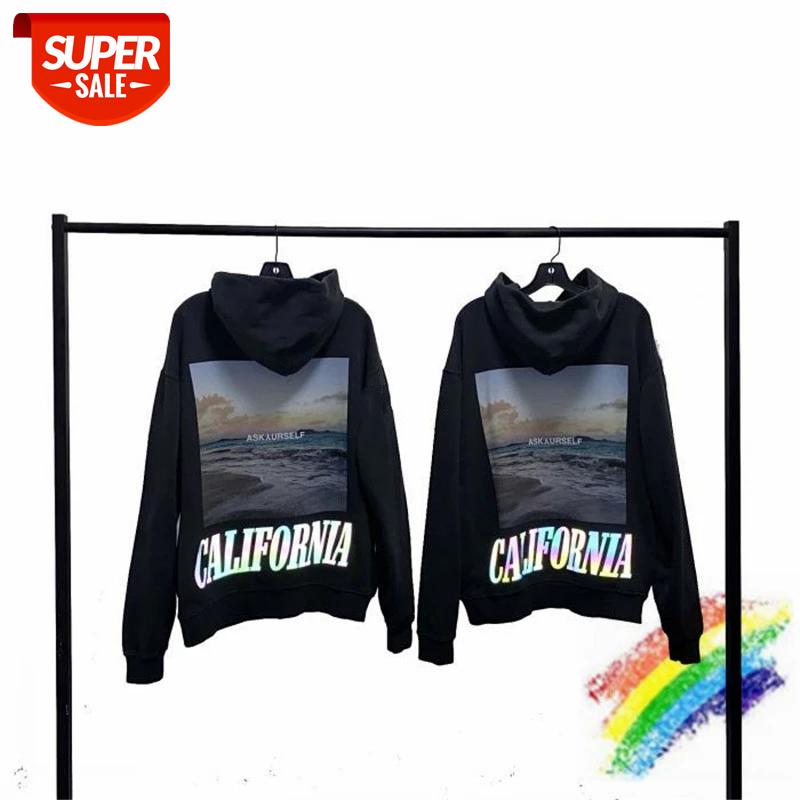 

Heavy Fabric Reflective Askyurself Hoodie Men Women 1:1 Top Quality Colorful California Wave Photos Pullover Hooded #r40b, Black