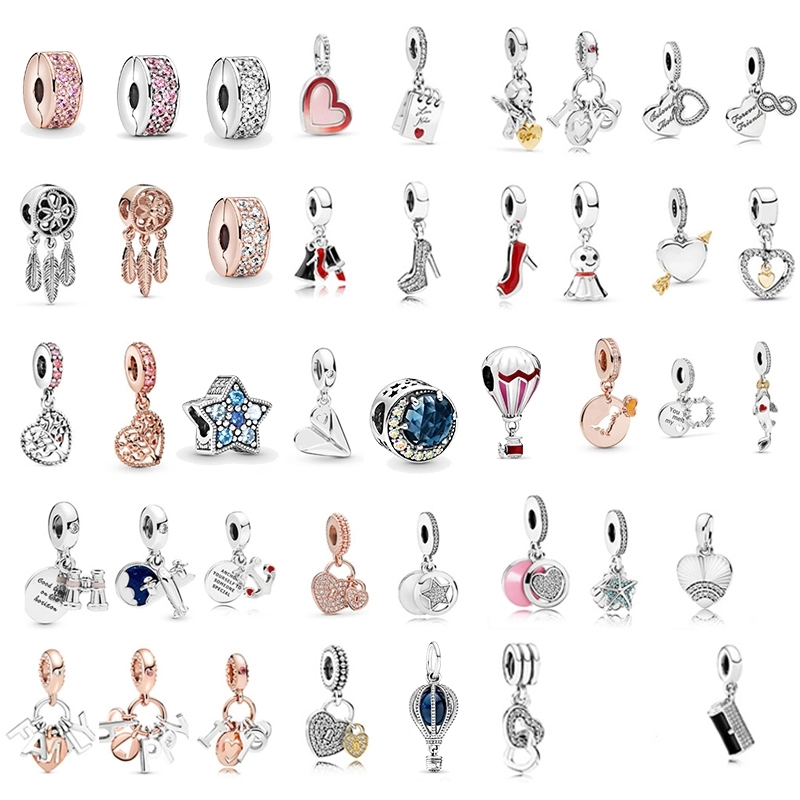 

100% 925 sterling silver pan fashion high quality dream catcher fashion love pendant amulet suitable for matching bracelet Q0531