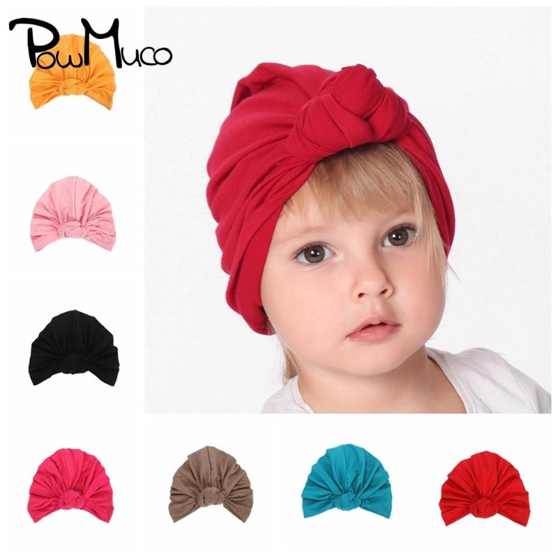 

Powmuco 20.5*14.5 CM Solid Color Cotton Blends Newborn Hats Handmade Rose Knot Baby Girls Turban Caps Kids Hair Accessories