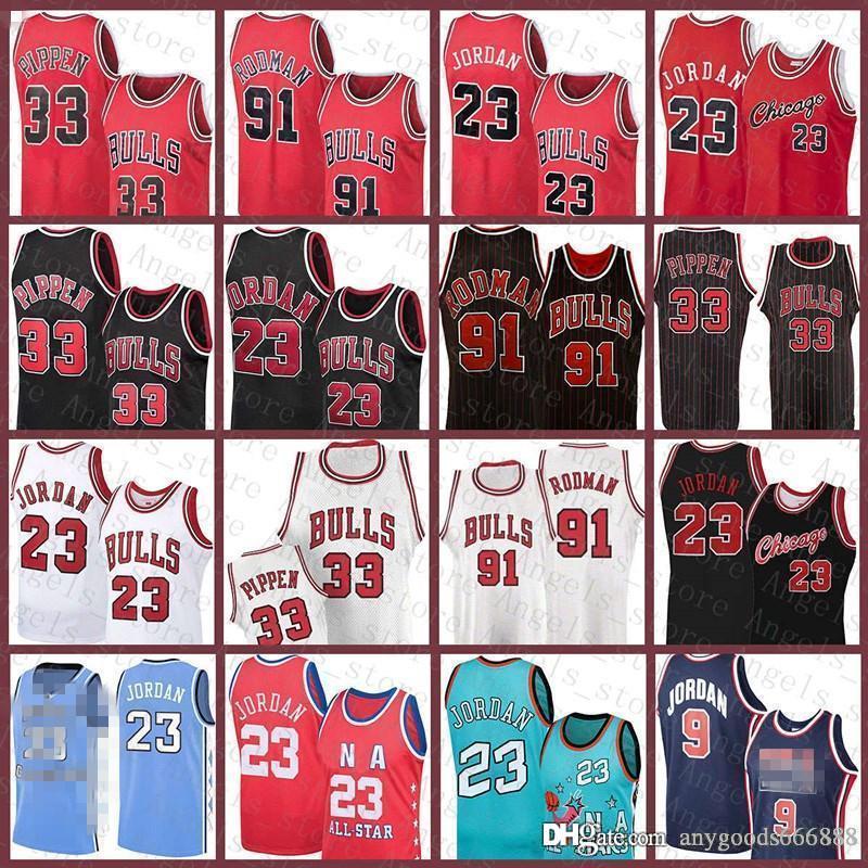

Mens Scottie 33 Pippen Youth Kids Dennis 91 Rodman Chicago Bull 2020 2021 New Basketball Jersey men's, Black;red