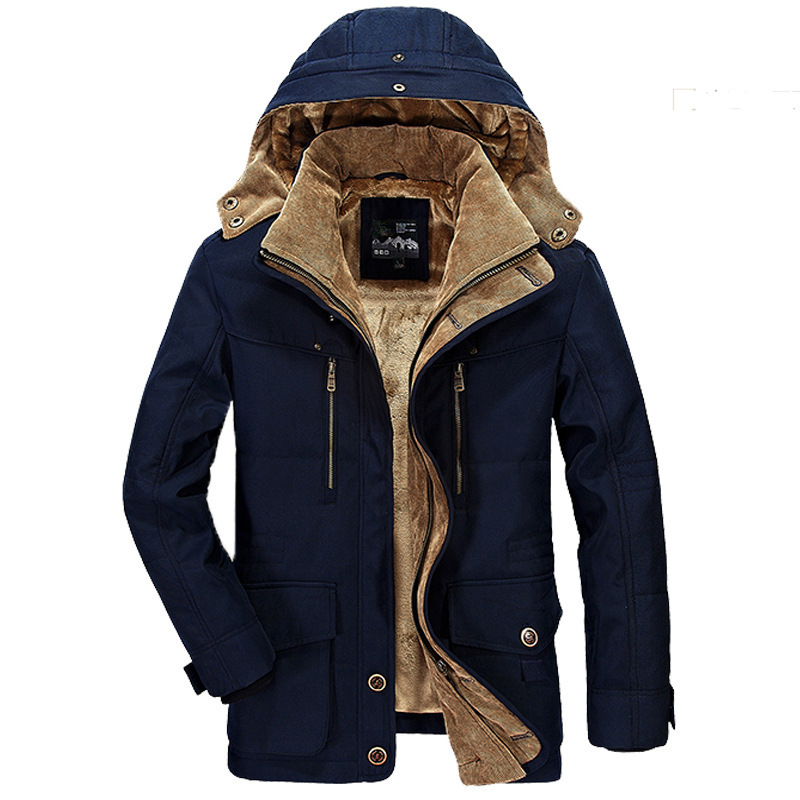 

Winter Mens Cotton-padded Jaet Mid-length Plus Veet Thi Cotton-padded Jaet Multi-poet Padded Jaet Mens Brand Coat, Blue