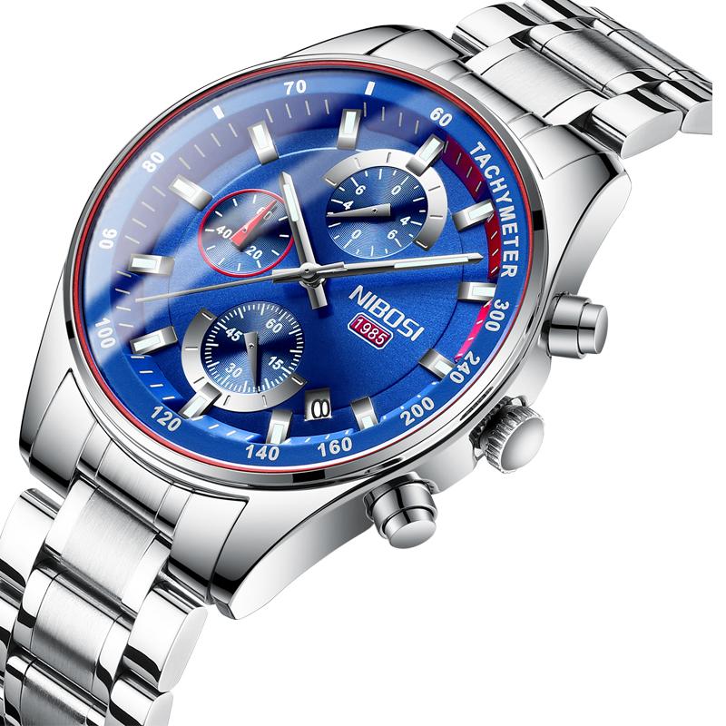 

Wristwatches NIOBOSI Blue Watches Mens 2021 Man Watch Waterproof Full Steel Band Chronograph Men Clock Relogio Masculino, Gold