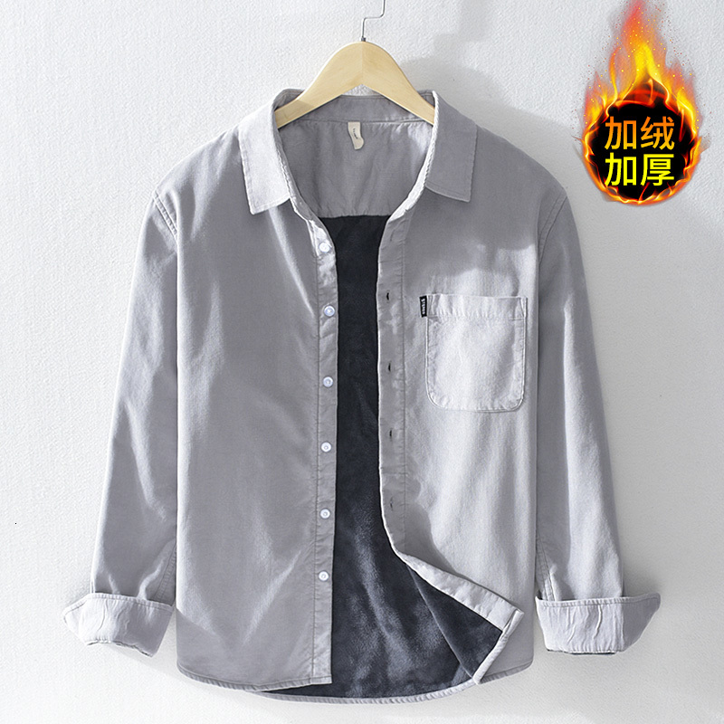 

2021 New Arrival Long-sleeved Brand Warm Men Cotton Corduroy Shirts Male Trendy Comfortable Shirt Mens Thick Chemise Tops 0okx, Pink