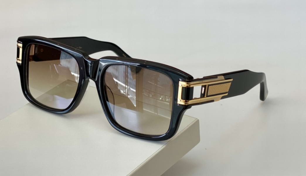 

Grand Square Sunglasses Two Black Gold/Brown Shaded Sun glasses for Men Sonnenbrille gafa de sol with box