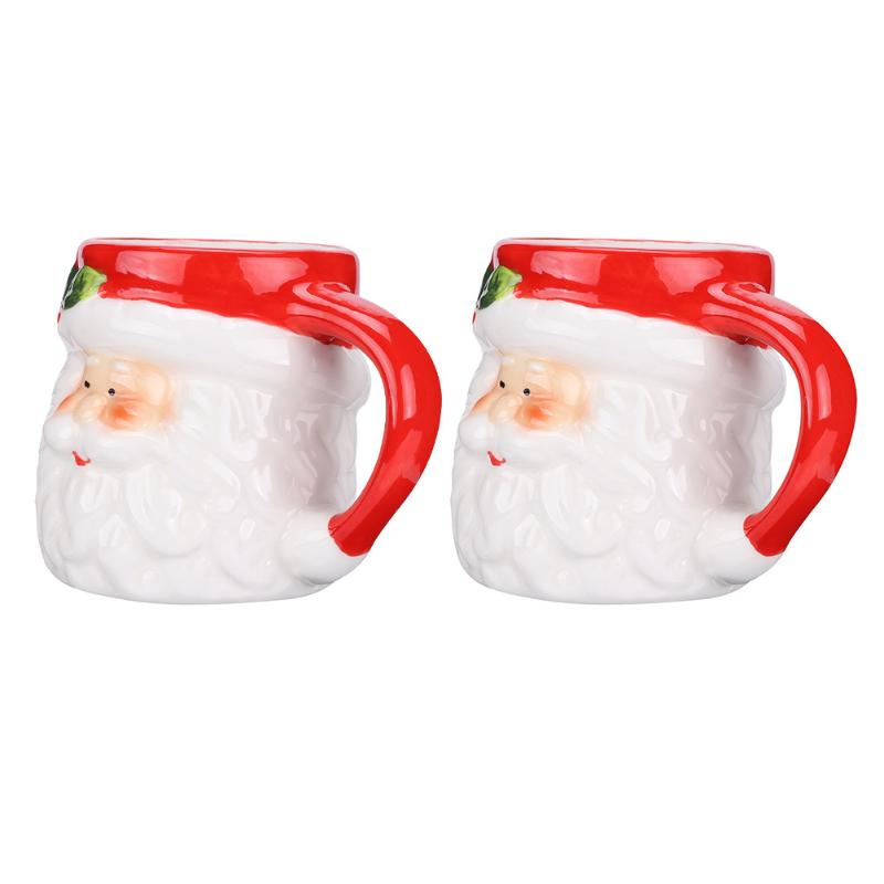 

Mugs 2pcs Creative Christmas Cup Decorative Drinking Home Use Red