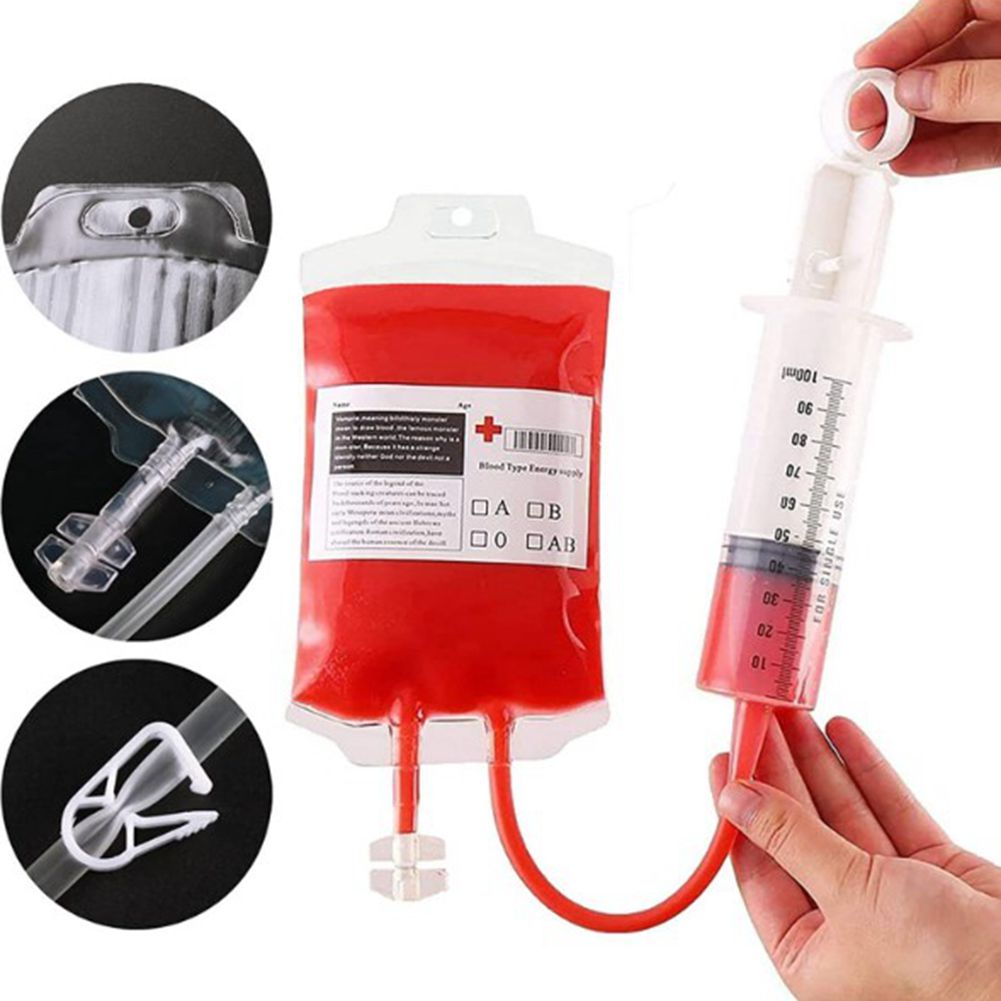 

625pcs 350ml Transparent Clear Blood Bag for Drinking Bags PVC Reusable Energy Drink Tools Halloween Decoration Pouch Vampire Props Party Supplies DHL/FedEx