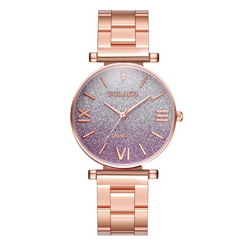

Wristwatches 2021 Top Brand Watch Rose Gold Sky Star YOLAKO Fashion Casual Women Watches Bracelet Quartz Wristwatch Clock Gift, Box