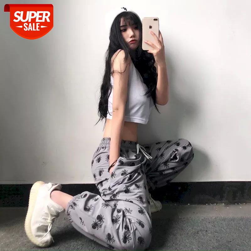 

Autumn 2020 new women's octopus full print beam pants printed harem pants oversized loose hip-hop casual sports overalls #lr8l, Black;white