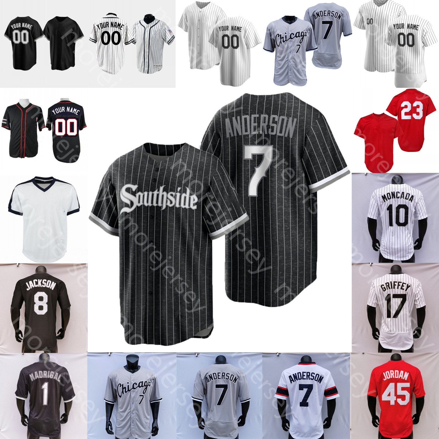 

2021 City Connect jersey Yermin Mercedes Jose Abreu Tim Anderson Nick Madrigal Yoan Moncada Eloy Jimenez Luis Robert Russa Kopech Lynn Marshall, Black v collar