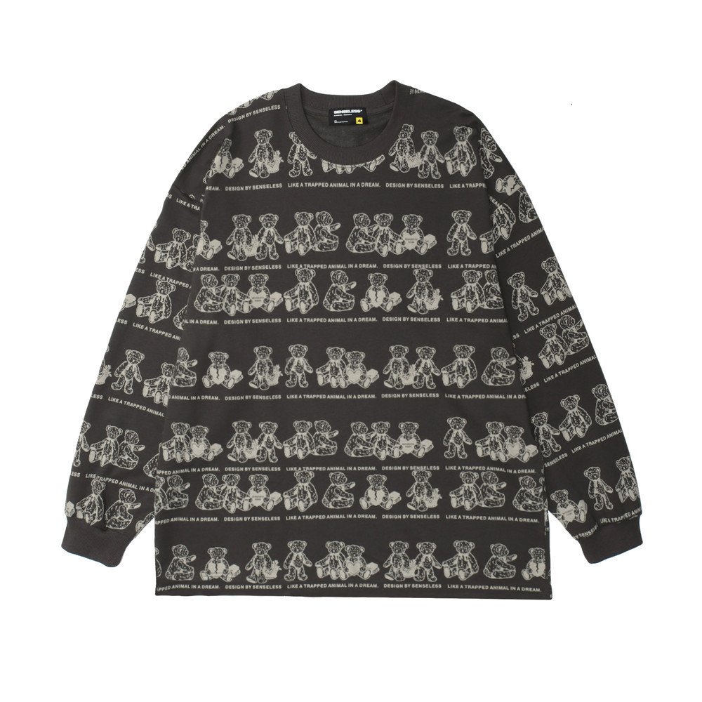 

Sweatshirts American fashion brand bear manyin hoodless sweater mens street trend loose round neck long sleeve top Hoodie, Gray