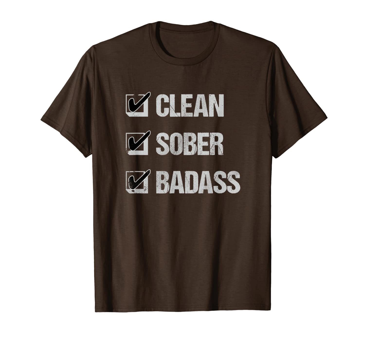 

clean sober badass t shirt addiction recovery gift, White;black