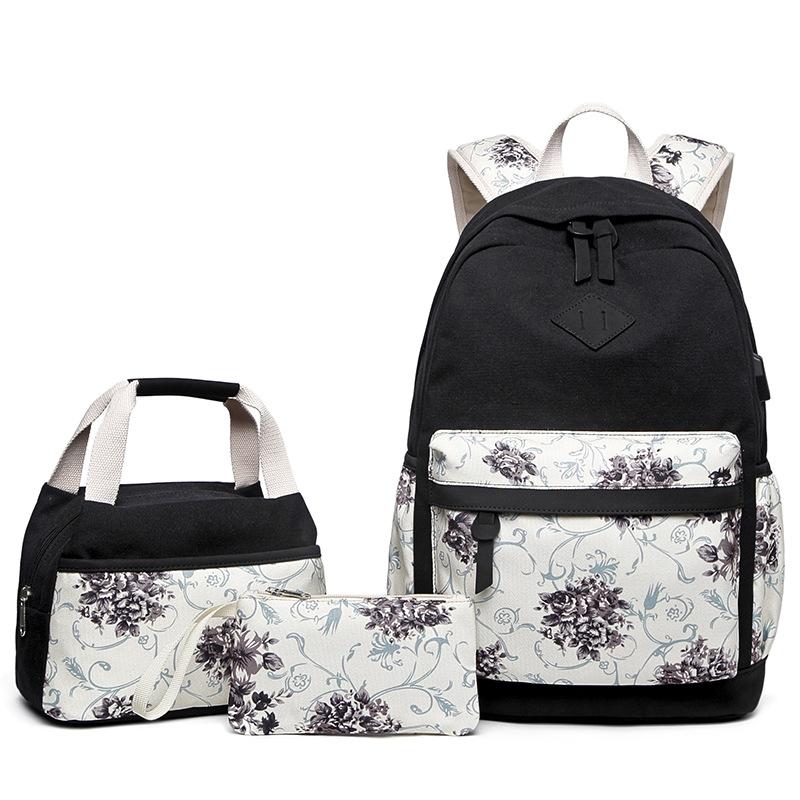 

School Bags 2021 Floral Prints Backpack For Women's Shoulder Bag Girls Female Design Backbag Kids Student Bookbags, Style 16