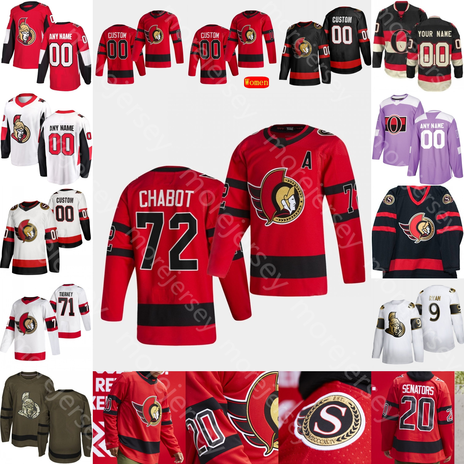 

Ottawa Senators Ice Hockey Jersey Artem Anisimov Aspirot Batherson Brown Chlapik Coburn Daccord Dadonov Galchenyuk Haley Hogberg Paquette, Black;red