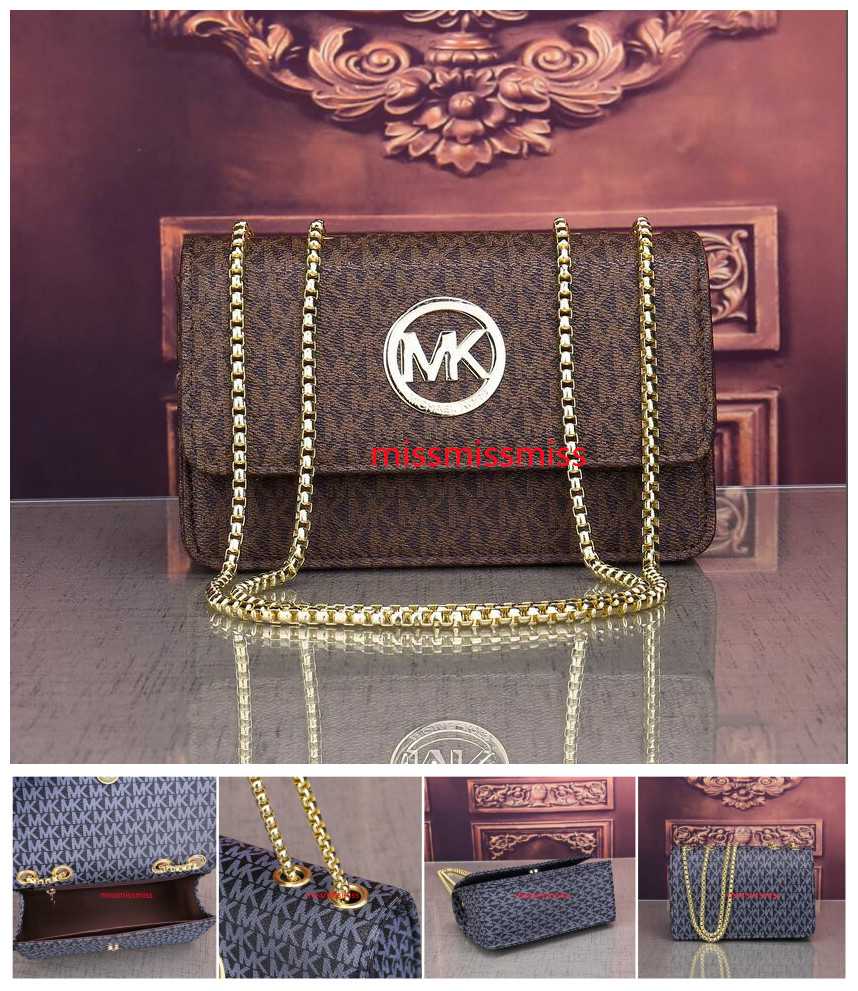 

004 michaelmkkors women's Leather chain bag handbag Shoulder Bag Envelope bag Crossbody bags Shopping Bags women messenger bags, Black;brown
