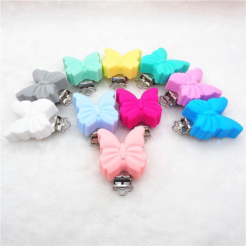 

Chenkai 10PCS BPA Free Silicone Butterfly Baby Pacifier Dummy Teether Chain Holder Clips DIY Soother Nursing Toy Accessories1