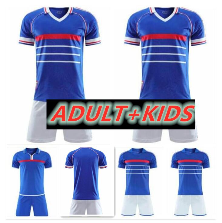 

adult kids kit 1984 1998 2000 Retro soccer jerseys ZIDANE HENRY MAILLOT DE FOOT football shirt Home Trezeguet uniform