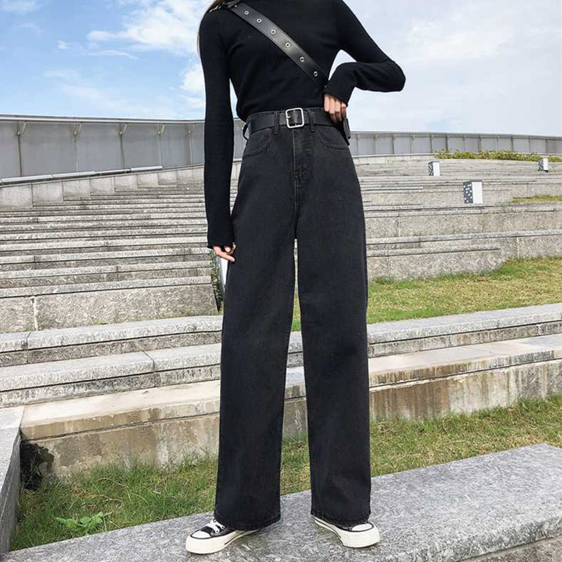 

2021 New Woman Jeans High Waist Clothes Wide Leg Denim Clothing Blue Streetwear Vintage Quality Fall Fashion Harajuku Straight Pants R9hb, Sky blue