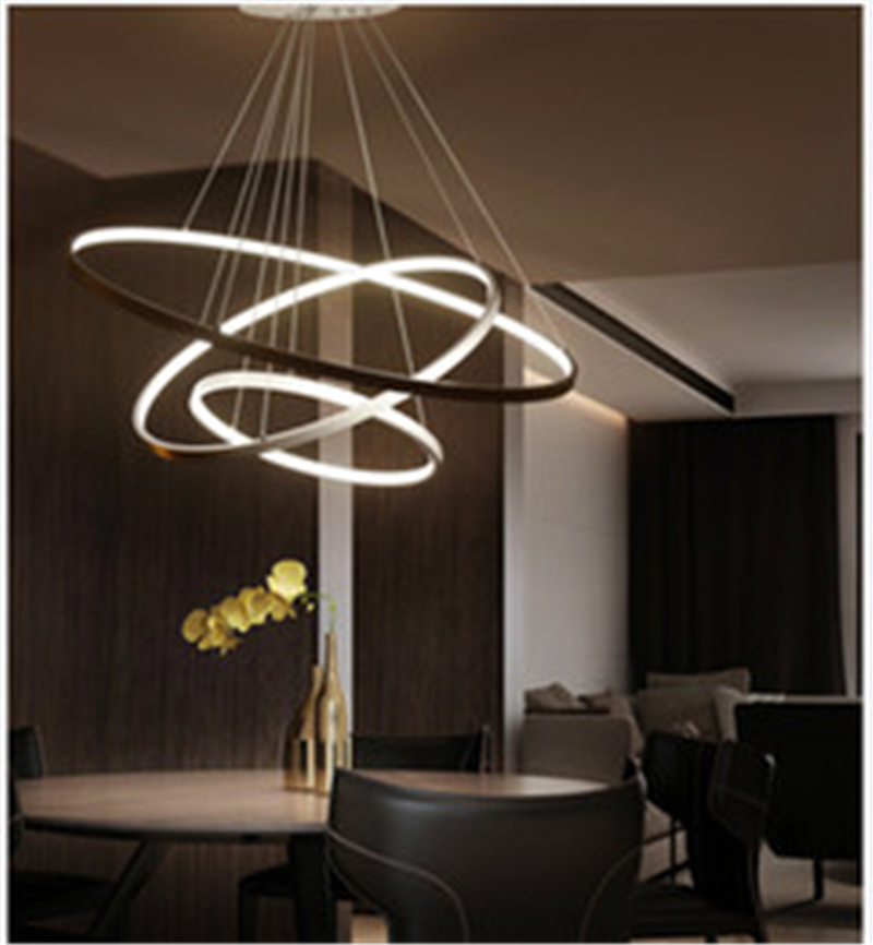 

2021 Circle Modern LED Pendant Lamp Acrylic Round Ring Light Hanging Ceiling Fixtures For Living Dining Room Home Decor
