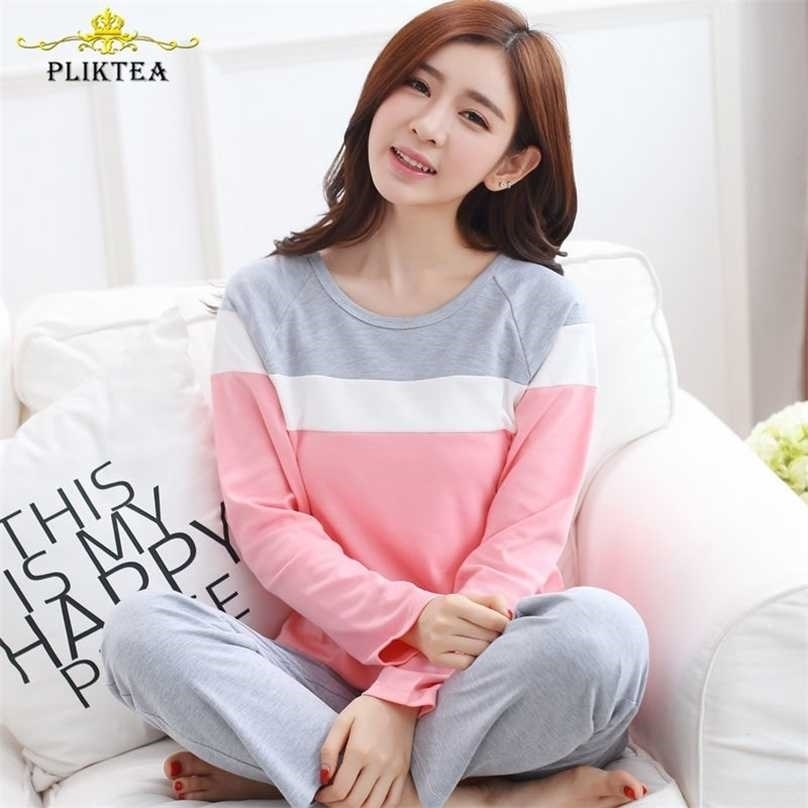 

5XL Plus Size Fall Women's Home Clothes Big Female Pajamas Set Large Womens Homewear Long Sleeve Lounge Wear 211109, Pink