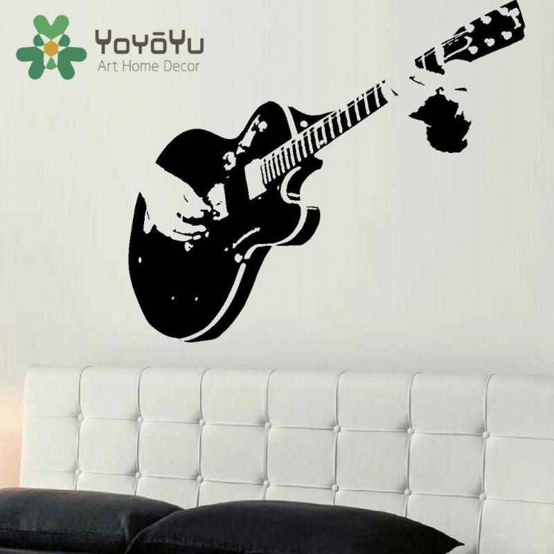 

Wall Stickers LARGE GUITAR ART DECAL MURAL STICKER STENCIL CUT TRANSFER LIVING ROOM HOME DECOR NY-53