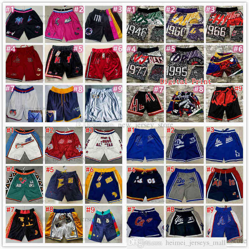 

Team Basketball Pocket JustDon Shorts Retro Sport Baseball Football Wear With Pockets Zipper Sweatpants Pant Black Blue White Red Stitched, Choose number you need