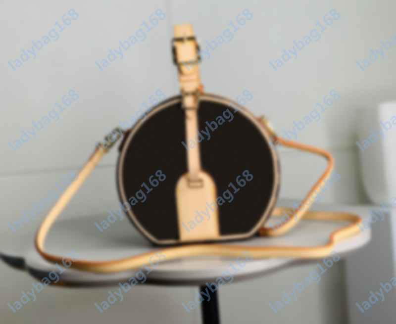 

High Quality PETITE BOITE CHAPEAU Handbag purse original cowhide trim canvas hatbox designer shoulder bags crossbody messenger, Coffee