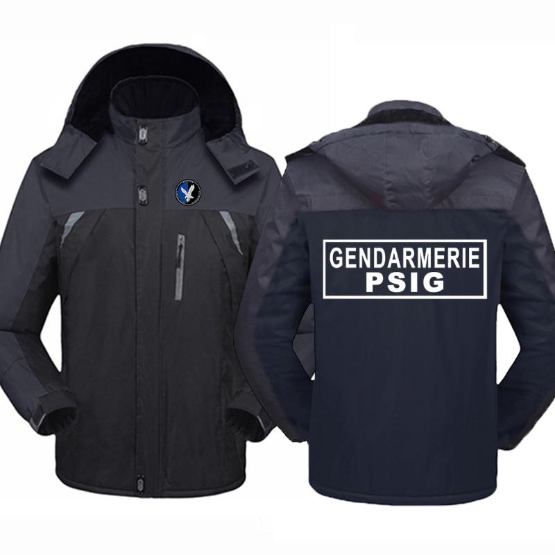 

Men's Hoodies & Sweatshirts Waterproof 2022 French Gendarmerie Logo Prints Mens Windbreaker Jacket Comfortable Camouflage Hooded Coat, Black
