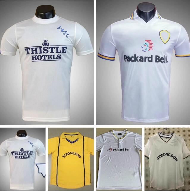 

1998 1999 LeeDS Shirt Hasselbaink Retro soccer jerseys home away Radebe Bowyer Kewell Harte Smith Haland 98 99 United classic football shirts, Retro jersey