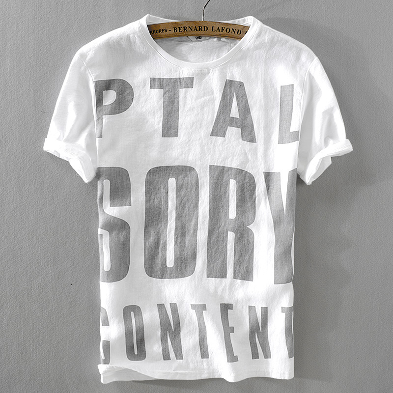 

2021 New Vero Mens Casual T-shirt Algodo e Linho Respirvel Em Torno Do Pescoo Solto Camisa Homens Marca Moda Camisas De t Para Y1n9, White