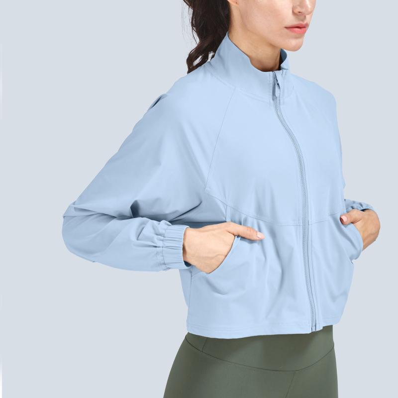 

Yoga Outfit Sports Jacket High Collar Close-lock Zipper Casual Loose Breathable European And American Gym Suit Soft Fashionable