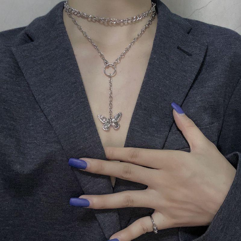 

Pendant Necklaces Korean Personality Vintage Simple Butterfly Choker For Women Girls INS Party Charm Clavicle Jewelry 5N162