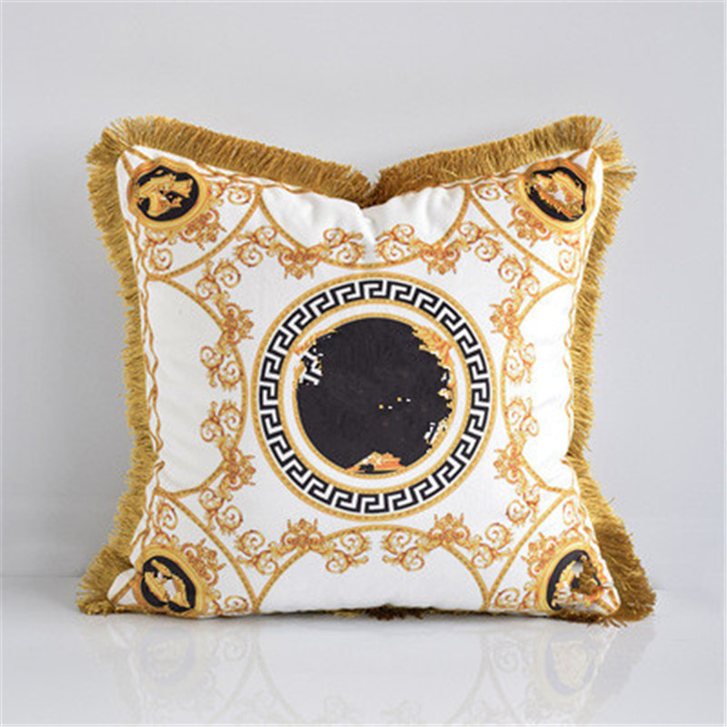 

modern European style luxury tassel pillow hotel home cushion cover office KTV sofa model room pillow cushion, Color-2