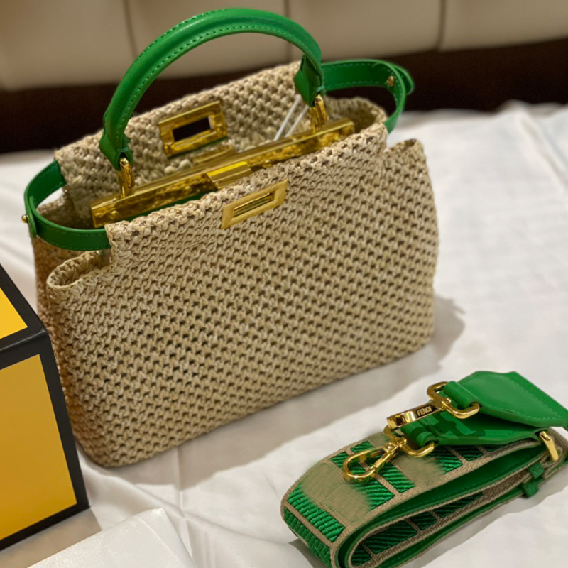 

Medieval Woven Hand Bag Women Shoulder Tote Bags Lady Crossbody Handbag With F Statp Green handle, Don´t order this