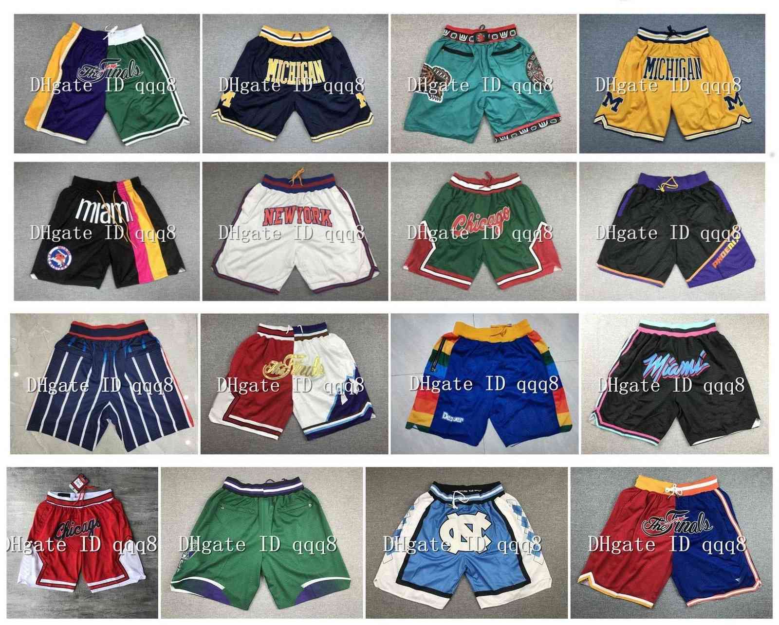 

All Star Michigan UNC North Carolina Sport Sportwear Shorts Basketball Shorts Gym Short Training Baseball with Zipper pockets, As pic