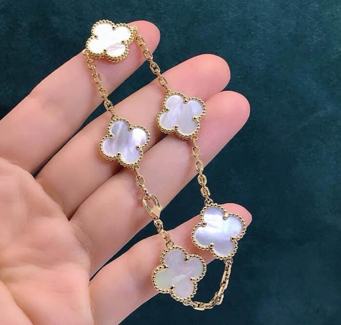 5 Colors Fashion Classic 4/Four Leaf Clover Chain Charm Bracelets Bangle 18K Gold Agate Shell Mother-of-Pearl for Women&Girls Wedding Mother&#039-image-709570441