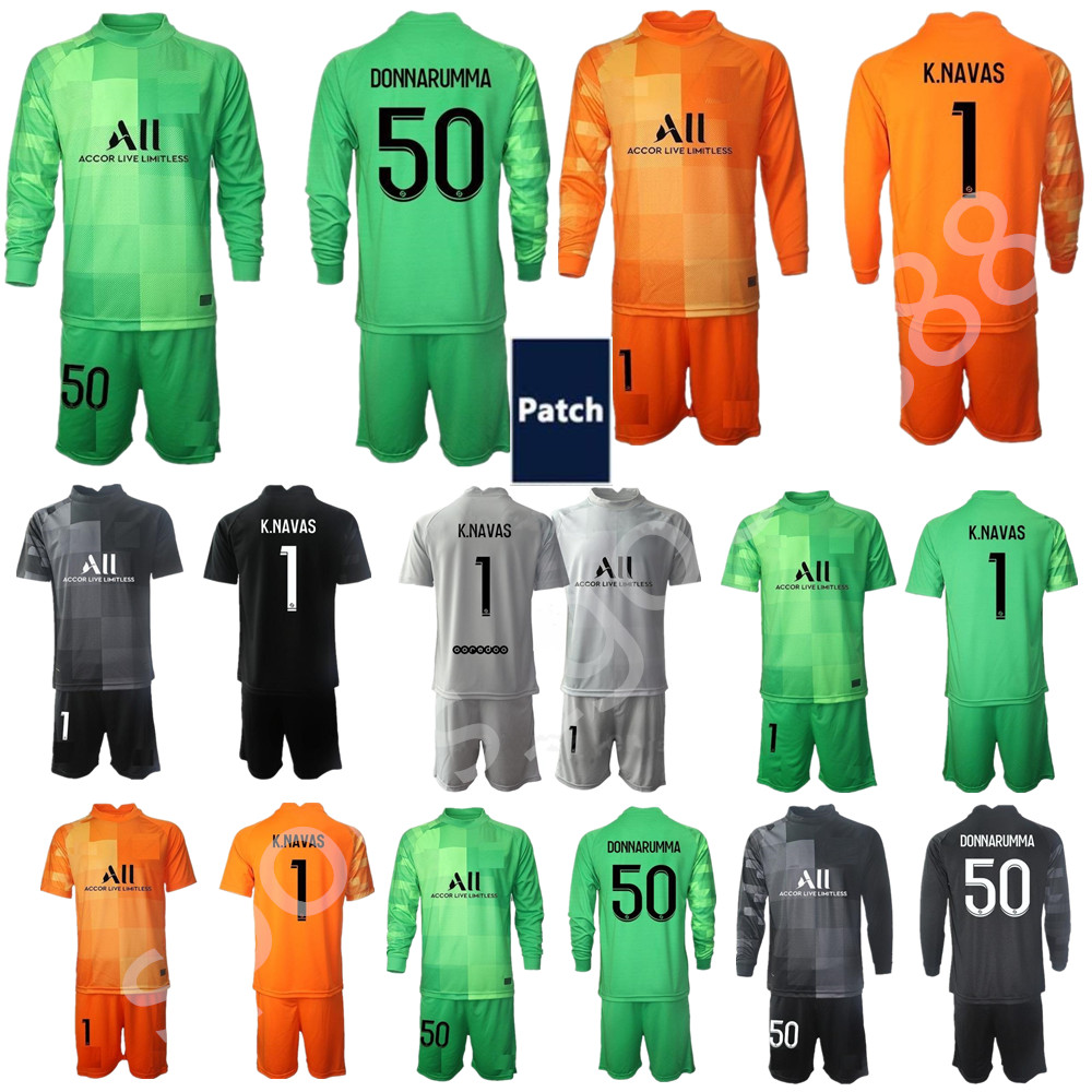 

21 22 Men kits Youth boys Germain Long Sleeve Soccer jerseys GK 2021 2022 Goalkeeper 1 Keylor Navas Jersey 50 Gianluigi Donnarumma adult kids kit Football Shirt, Colour 5