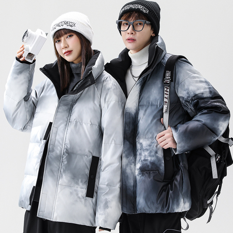 

High quality White Duck Down Gradient Coat Men Winter Jacket Mid Length Slim fit Parka with Downs Outwear Parka Coats, Light gray