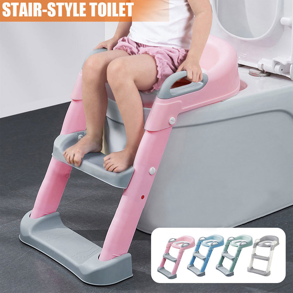 

2021 New Children Potty Training Toilet with Soft Removable Step Ladder Quilted Seat Folding 4fji